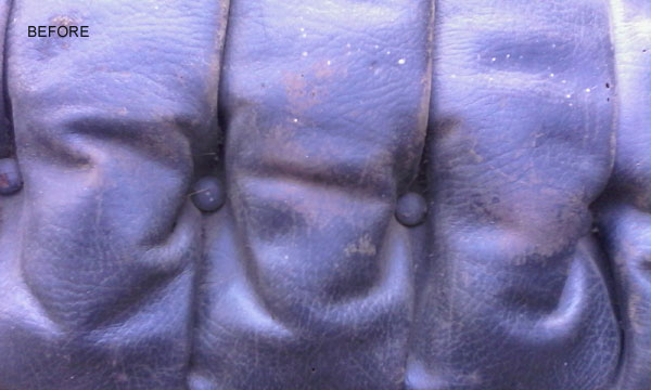 a close up showing how the leather has worn