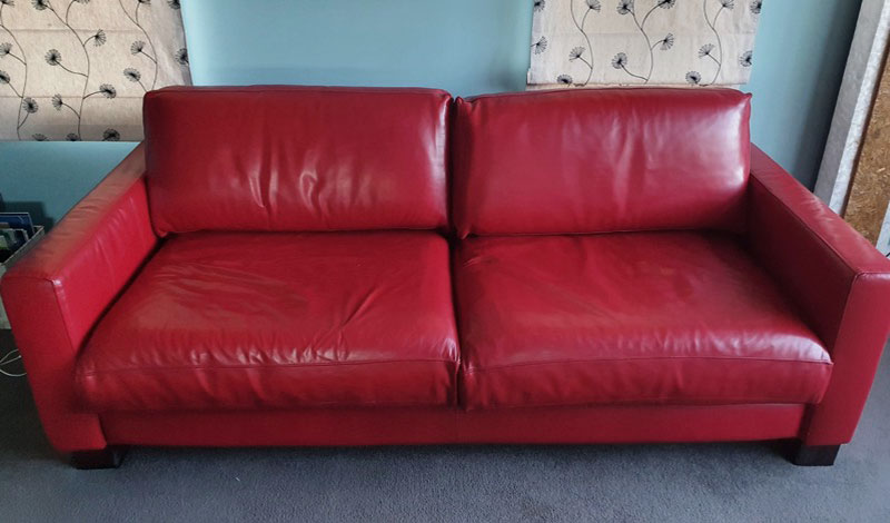 red sofa recoloured