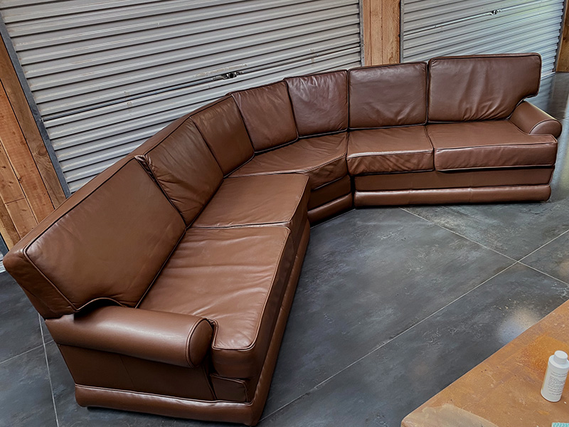 Fully restored leather corner couch