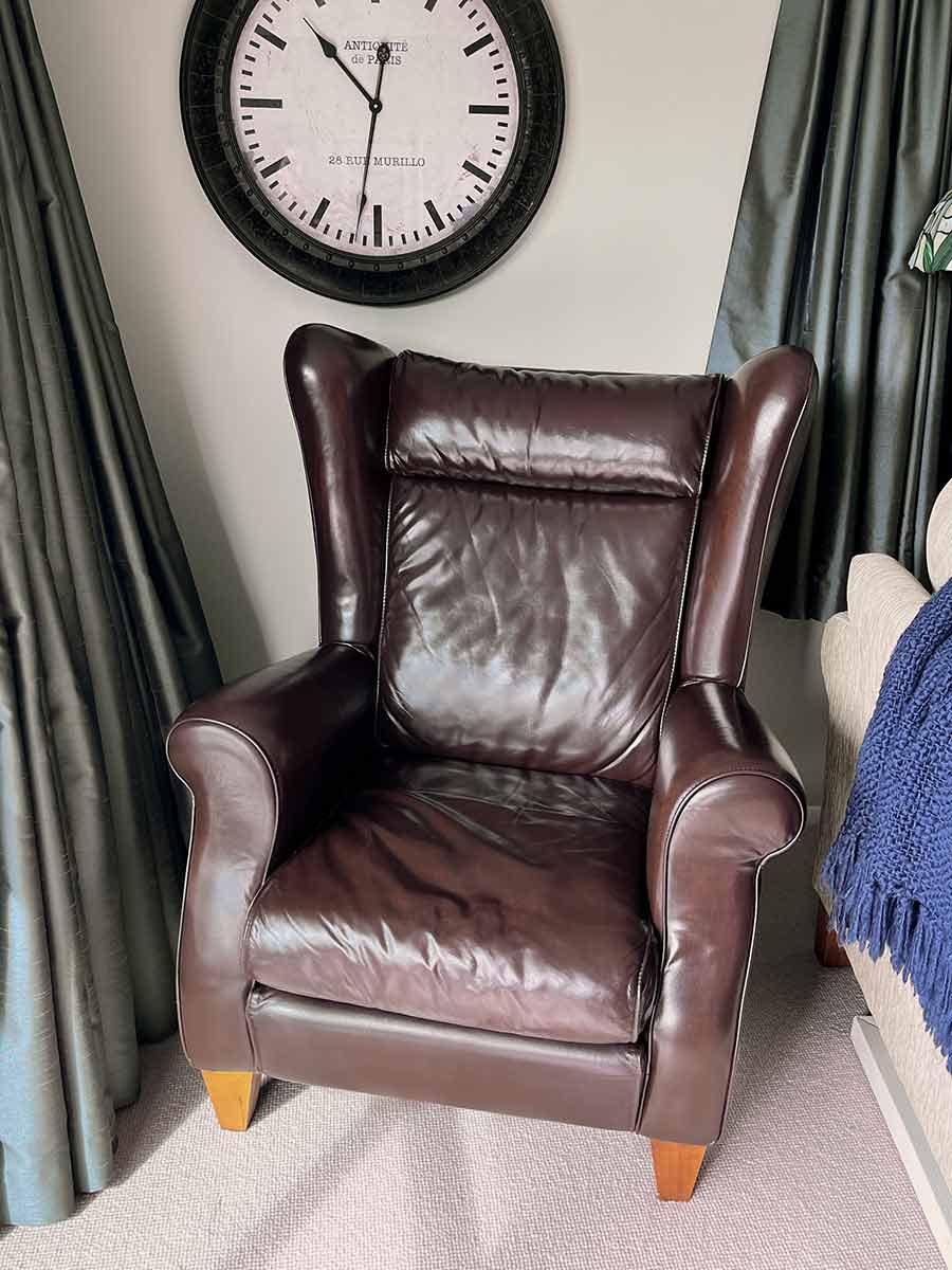 wing-back chair refinished