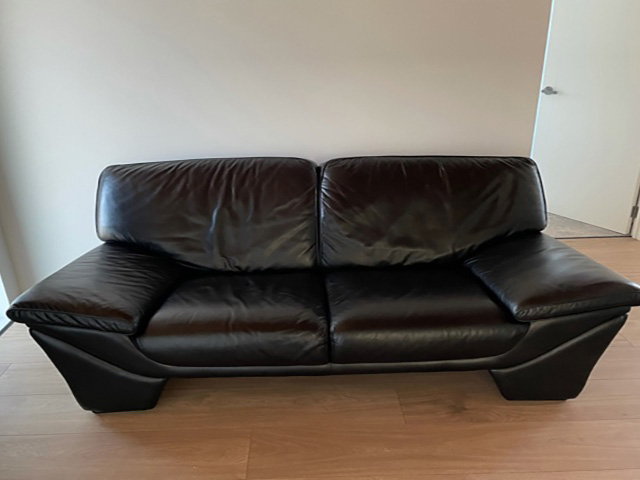 Leather couch refinished to black