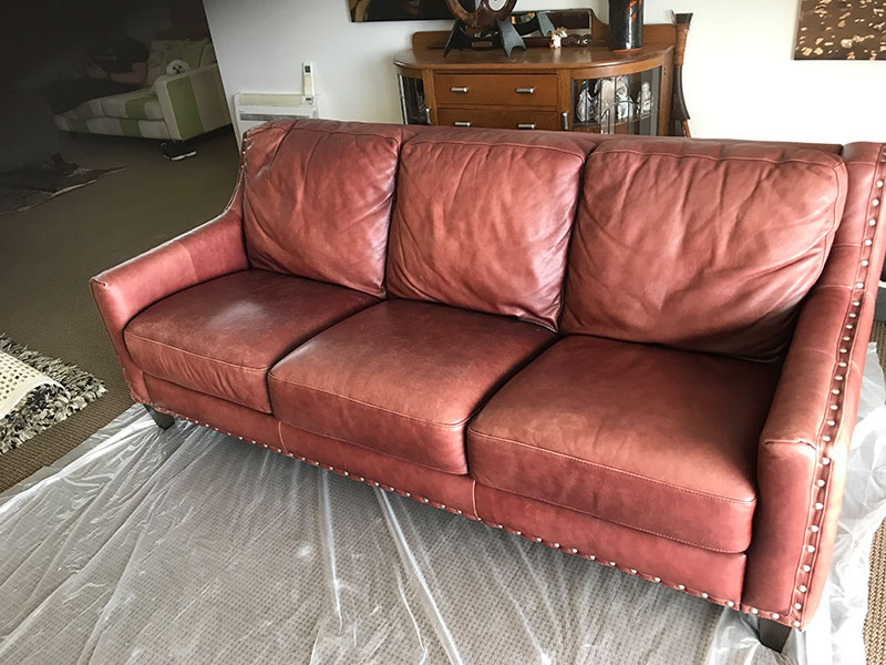 faded leather couch