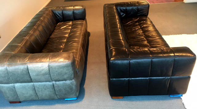black leather couch restoration