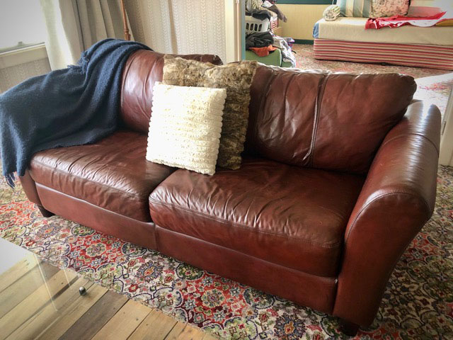 Leather couch refinished