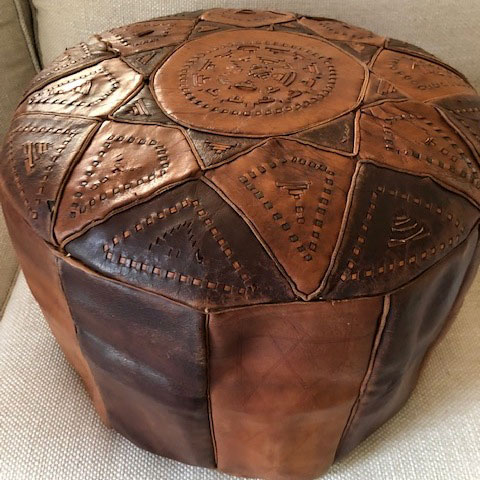Leather ottoman reconditioned