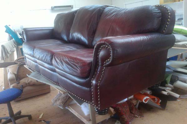 restored leather settee