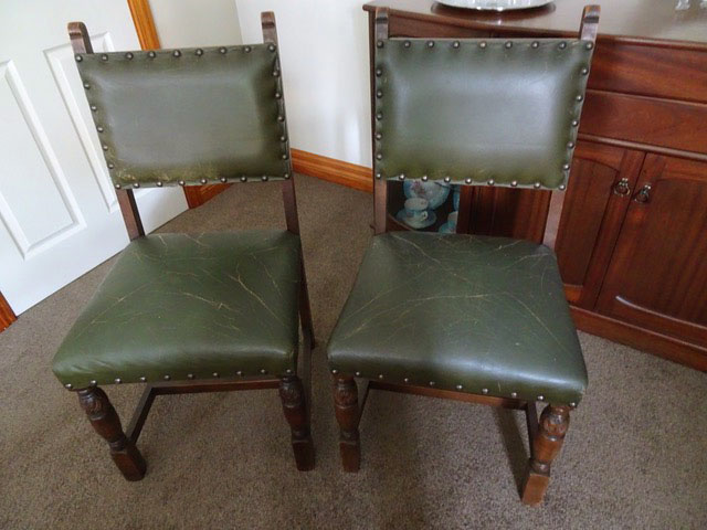 Worn out leather dining chairs