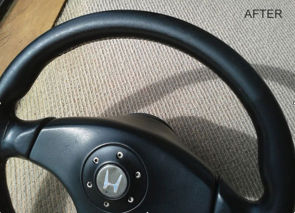 leather steering wheel recoloured