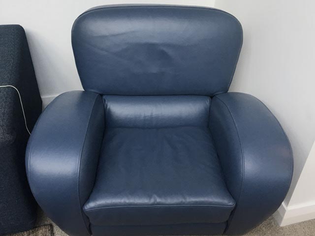 blue leather chair after