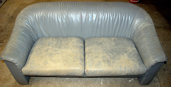 Pre-school leather couch needing work