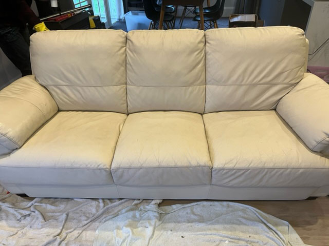 Cream leather couch
