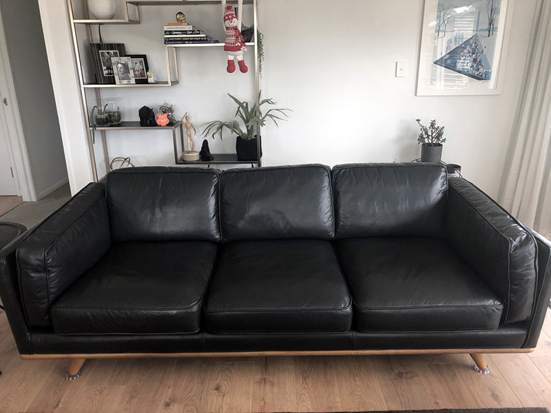 waxed oiled leather couch recoloured