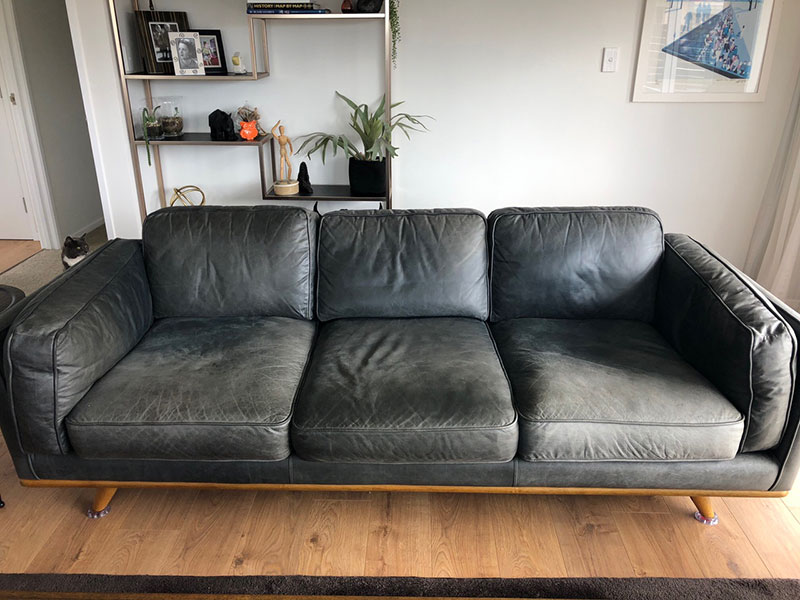 faded waxed Oiled leather couch