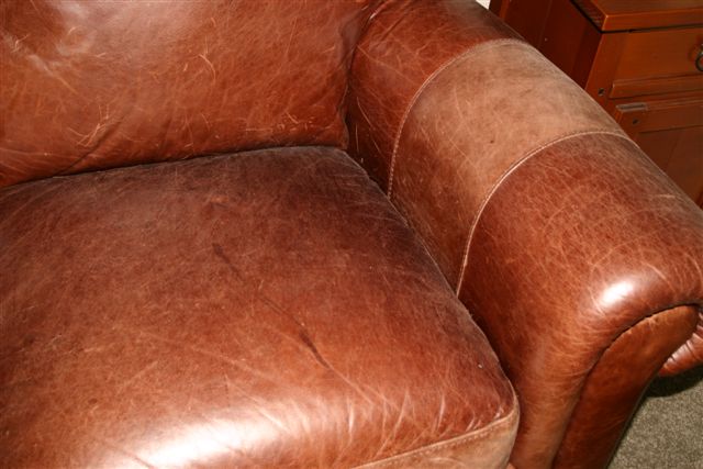 faded waxed oil leather couch