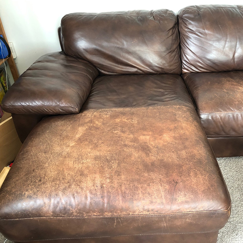 worn leather chaise
