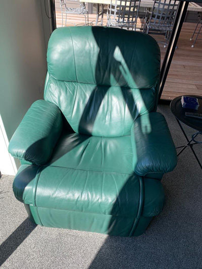 green leather chair