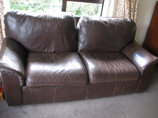 brown leather couch