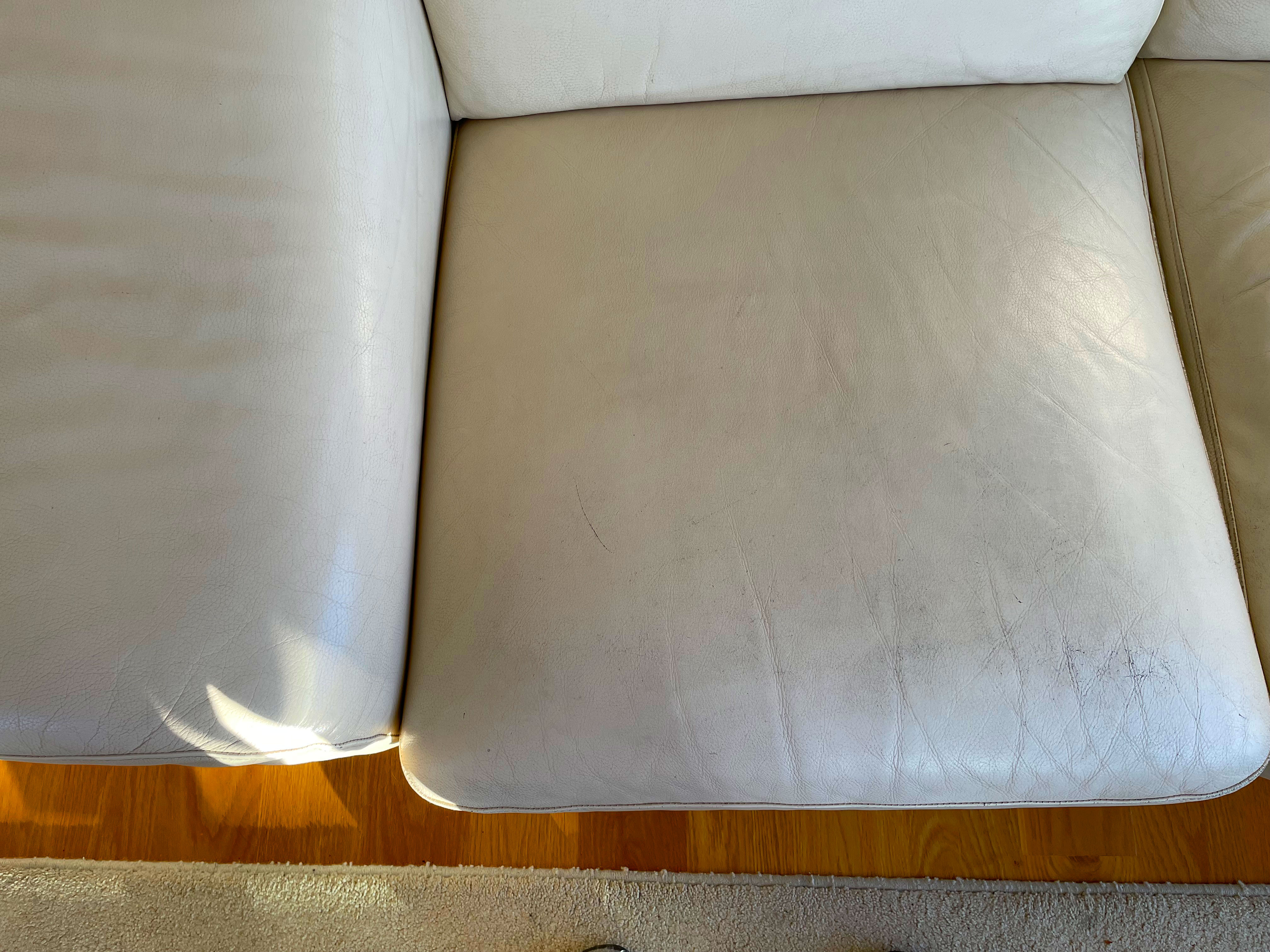 cream leather couch before recolouring
