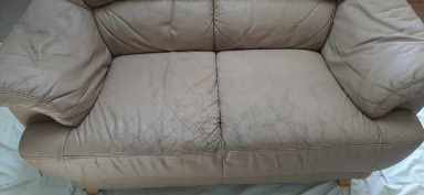 worn leather couch