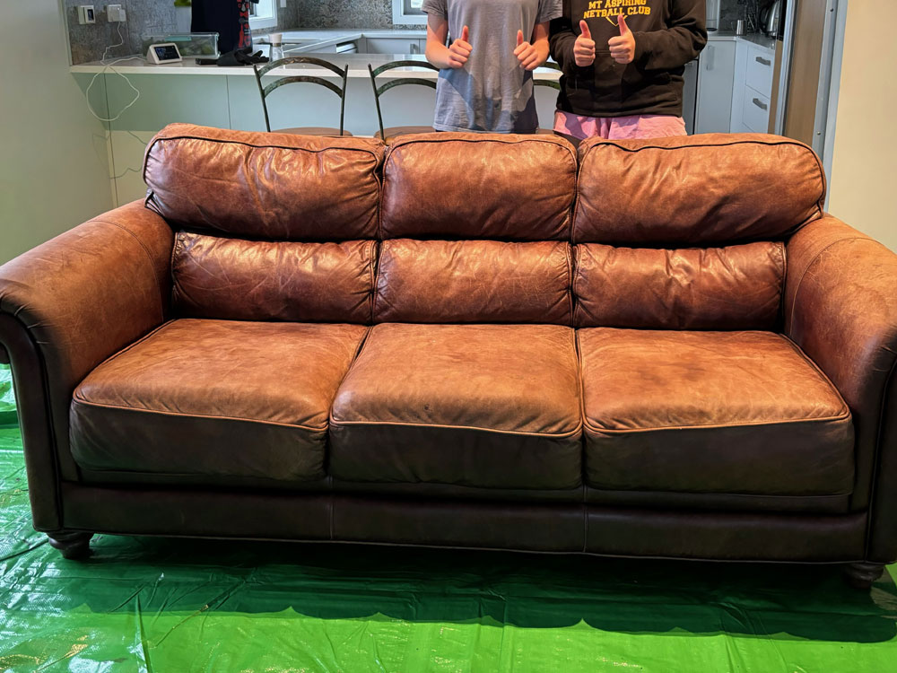 Prepping our leather couch