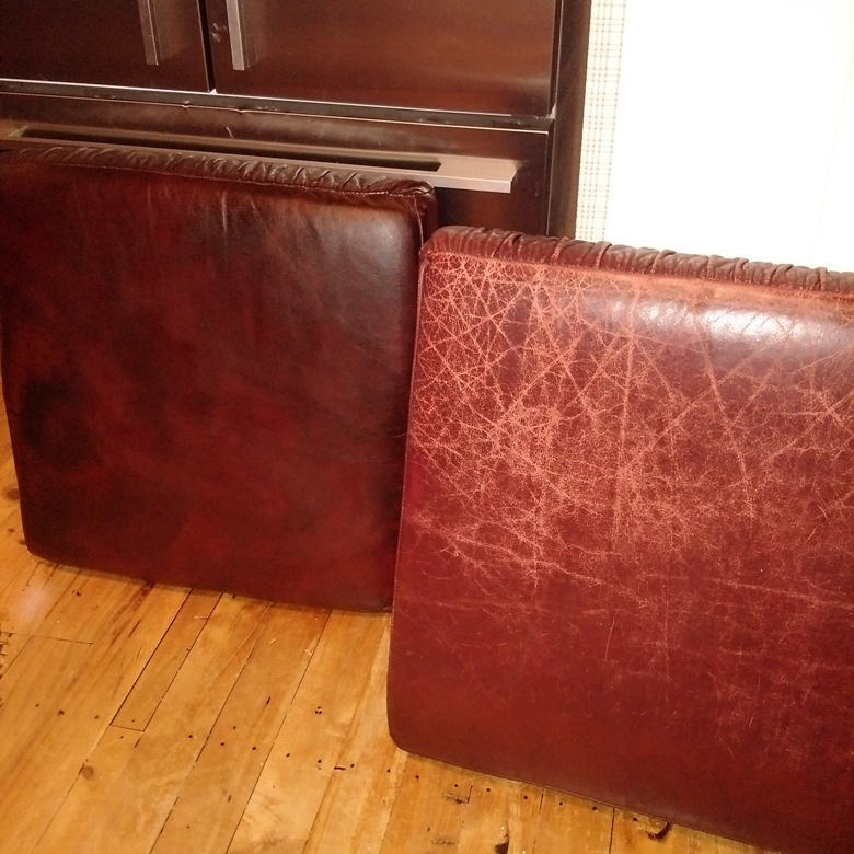 before and after of the 2 cushions