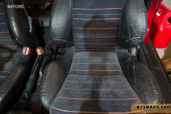 Black Leather Honda Seats showing wear