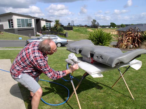 spraying the seats outside