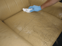wipe away leather finish with paper towel